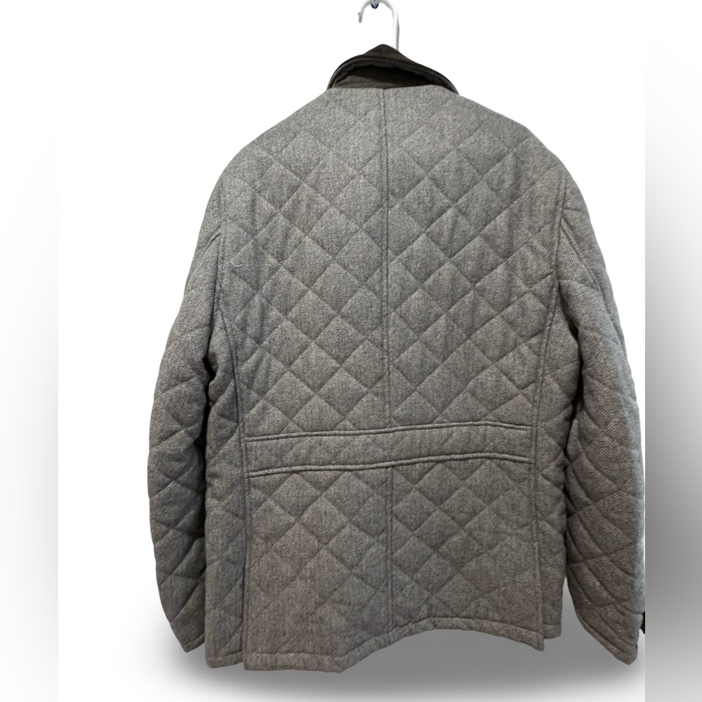 Jos. A. Bank 1905 Collection Gray Zip  Herringbone Quilted Barn Coat Men M - Picture 13 of 16